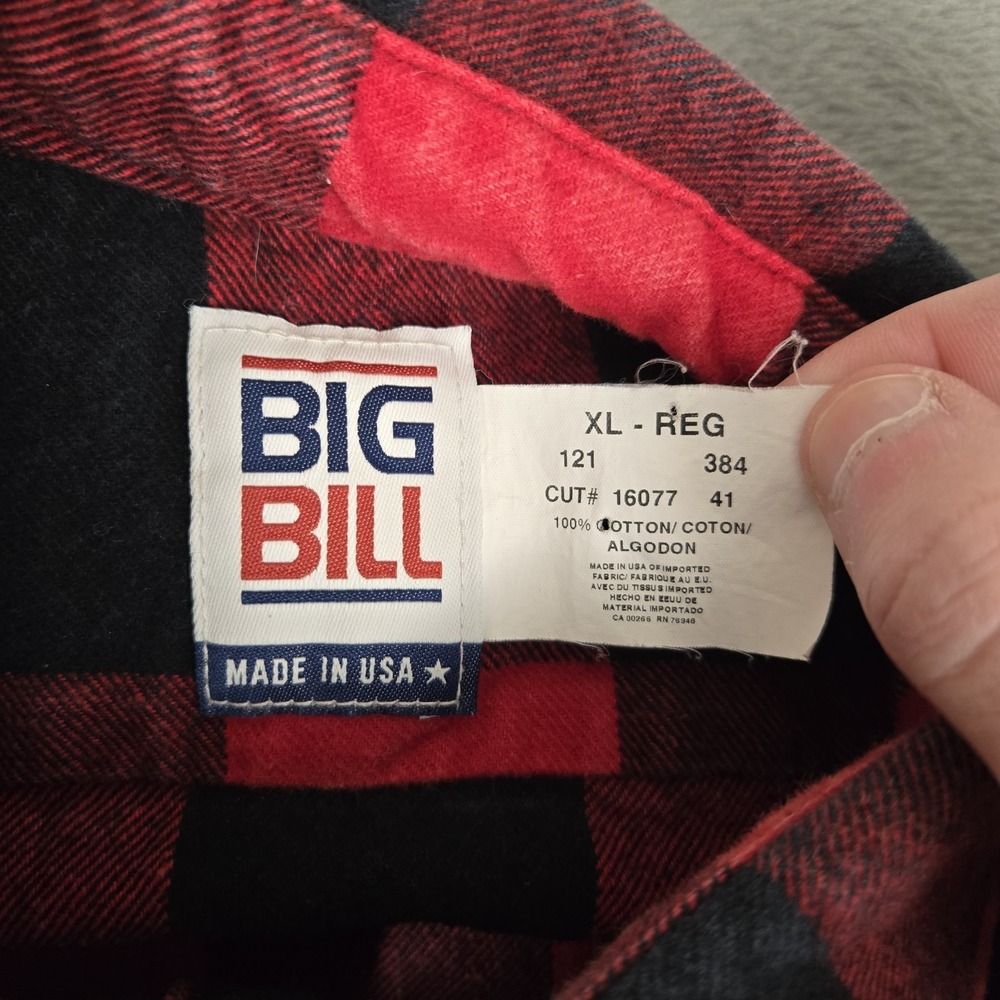 Big Bill Flannel Shirt Mens XL Button-Up Red Plaid Heavyweight USA Made *READ - Picture 3 of 8